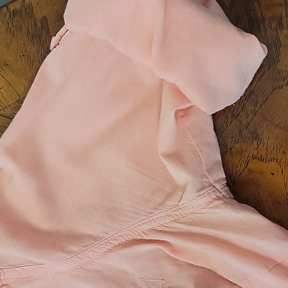 Sonoma 100% Cotton, Roll-Tab Button Down Shirt, Blouse, SP Petite, Peach, EUC - Picture 6 of 8